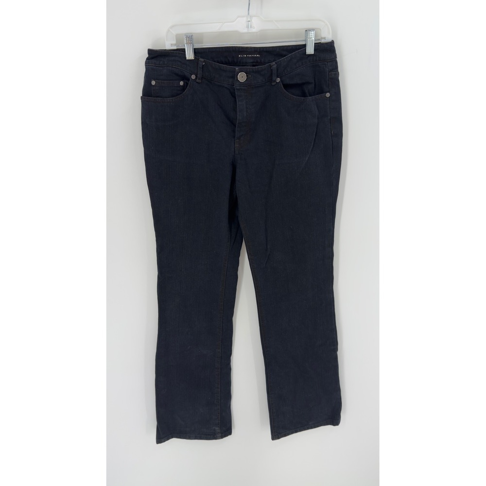 Elie Tahari Nicola Jean Women 10 Dark Wash High Waist Relaxed Straight Leg Jeans